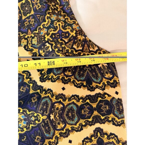 Vince Camuto Women’s Sz 6 Sleeveless Sheath Dress Gold Navy Baroque Print NWOT - Picture 7 of 10